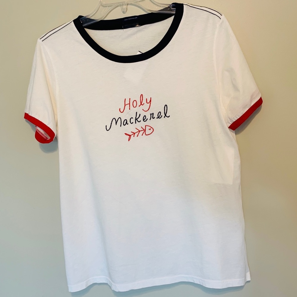 🐟NWT Mother Holy Mackerel Ringer Tee Sz Large🐟
